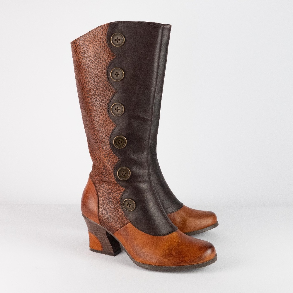 L'Artiste Brown Hand-painted Heeled Boots